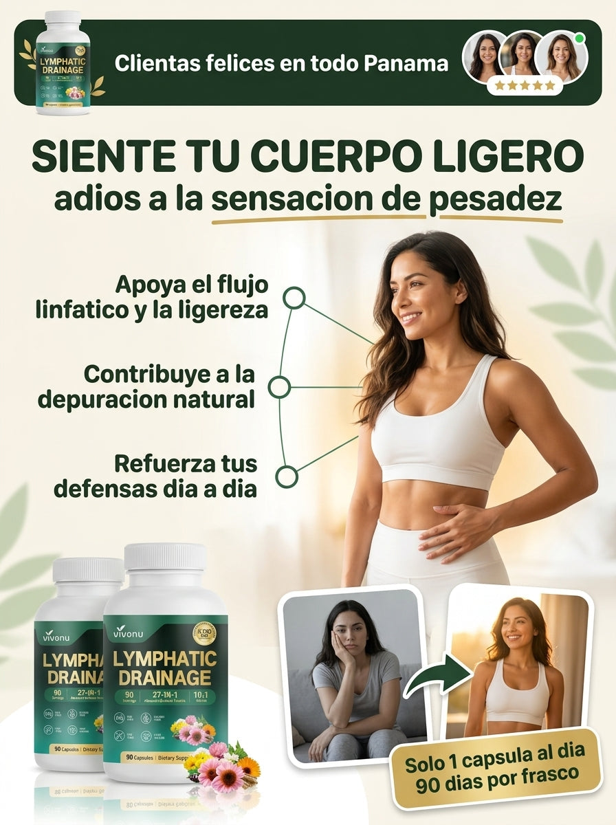 Vivonu Drenaje Linfático 27-en-1 – 4750 mg | 90 Cápsulas (3 Meses)
