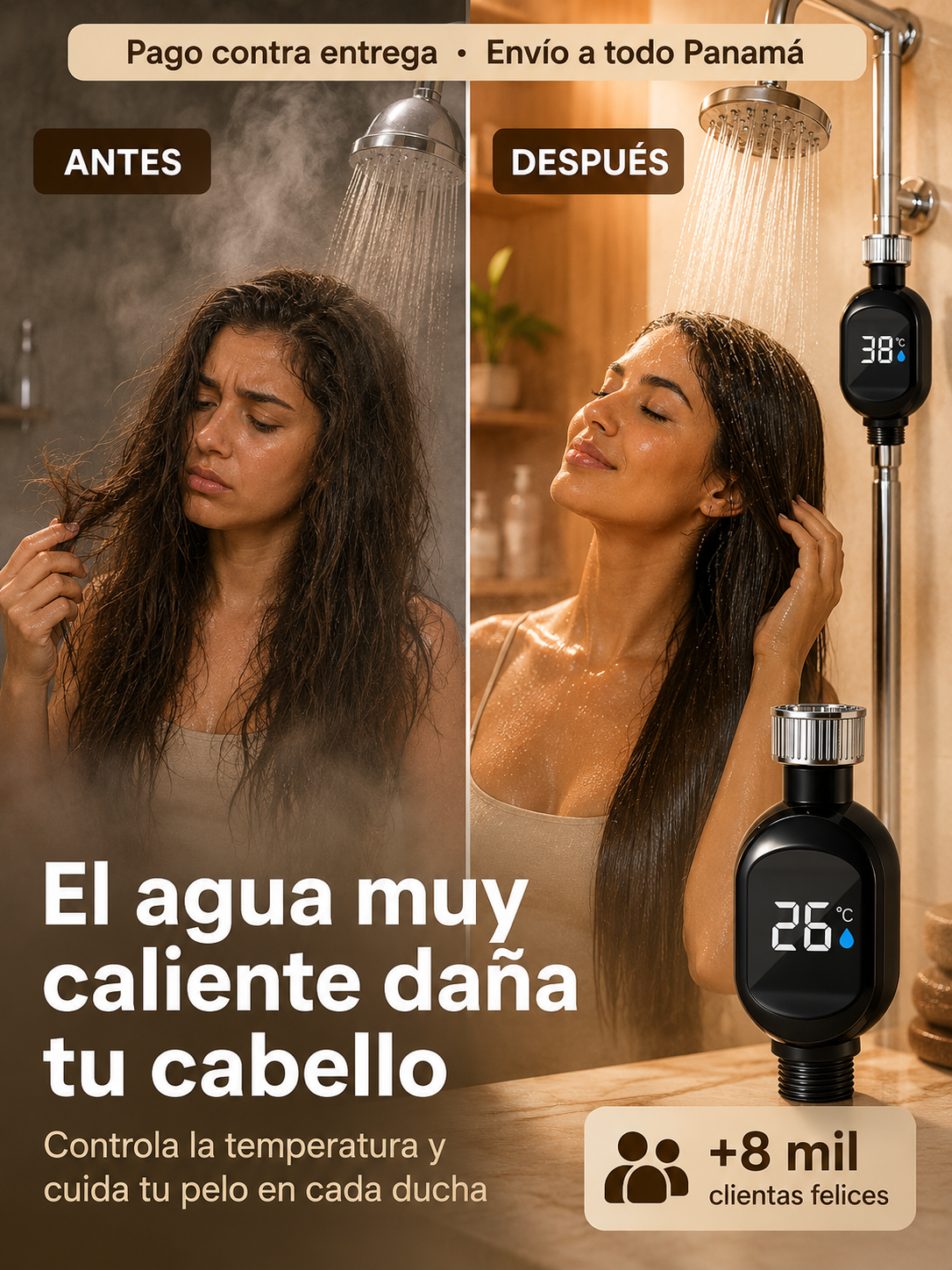 Regadera Inteligente con Monitor de Temperatura LED